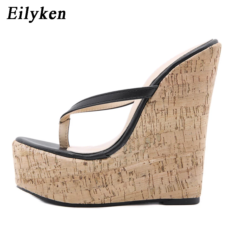 Eilyken Catwalk Style Super High Heel Wedge Platform Flip Flops Woman Slippers Fashion Beach Shoes Outdoor Ladies Summer Sandals