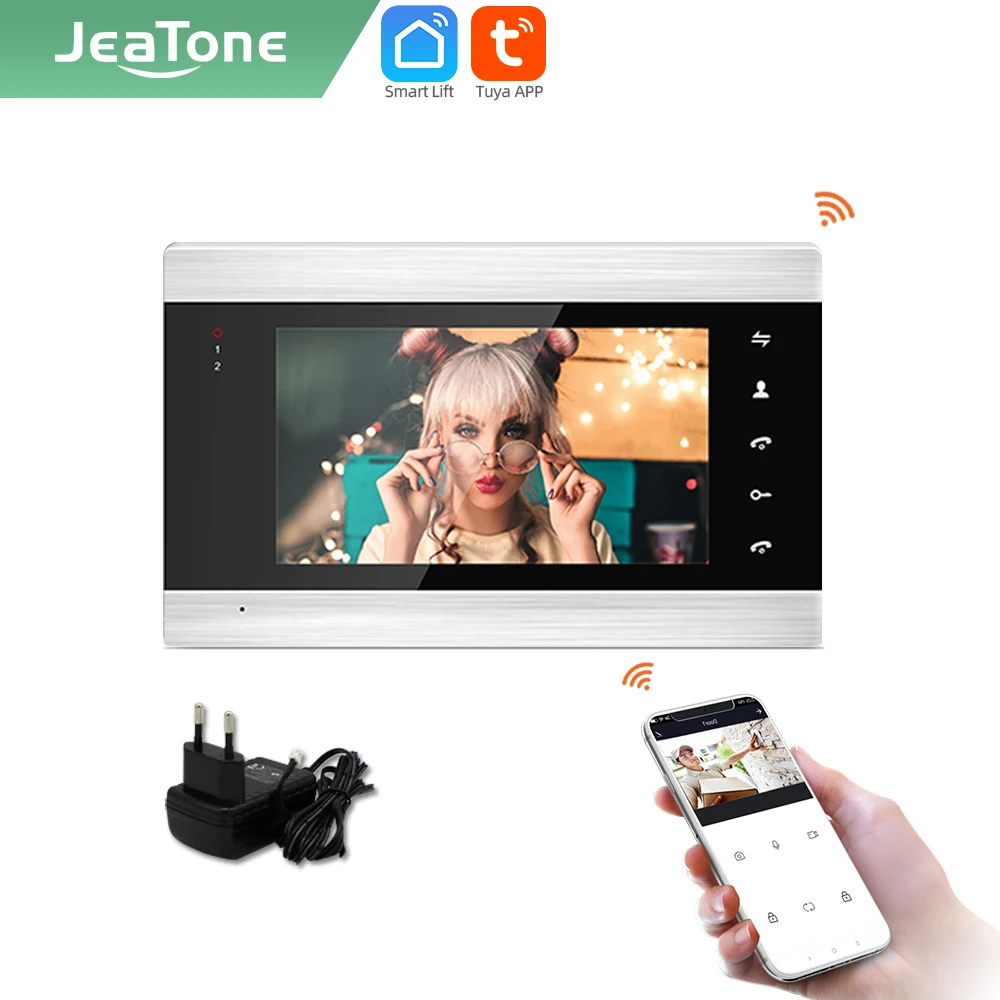 Jeatone Tuya smart 7inch WIFI indoor Monitor single Video Intercom Motion Detection internal power Support IOS,Andriod 86706