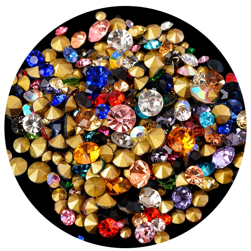 

ss1-ss45 mix colors pointed back crystal rhinestone cone shape glass strass stone diamond for Nail art garment jewelry accessory