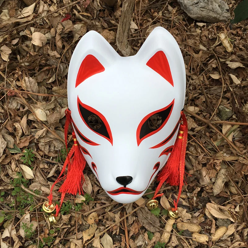 Hand Painted Updated Anbu Mask, Japanese Kitsune Fox Mask Full Face Thick PVC for Cosplay Costume