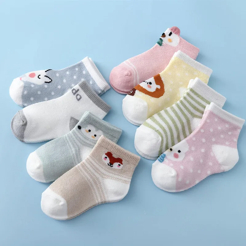 Lawadka – chaussettes d'été pour nouveau-né garçon et fille, 5 paires/ensemble, fines, en coton, décontractées, dessin animé, pour bébé de 0 à 24 mois