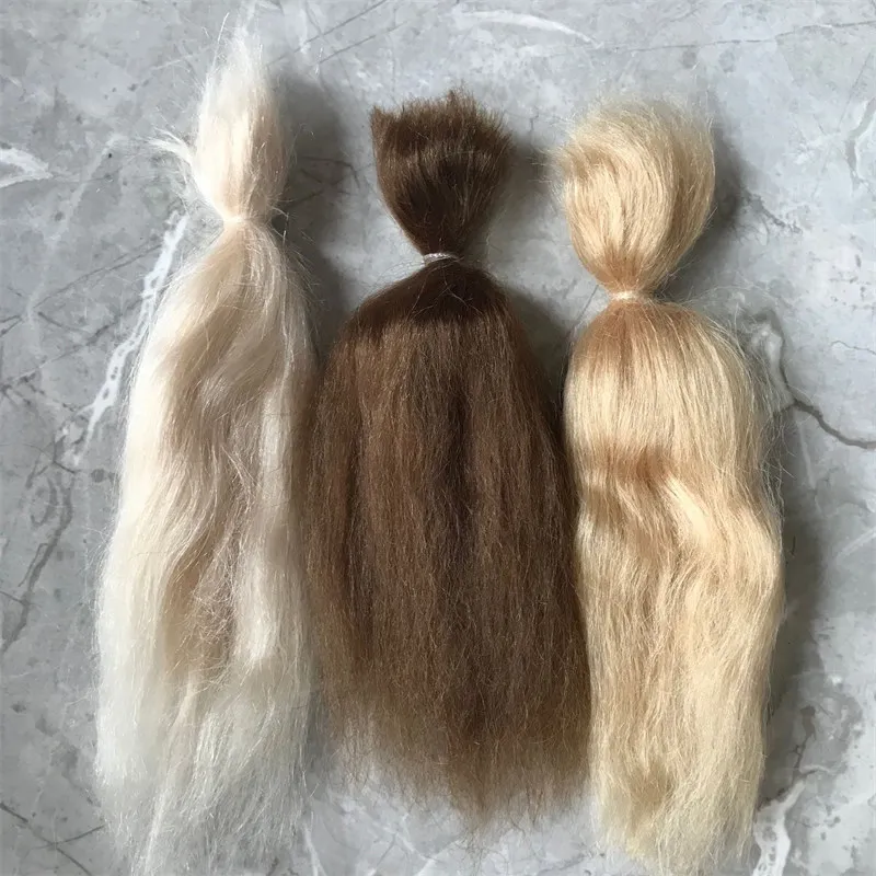 New 10 Pieces/Lot 100% Pure Mohair Reborn Doll Hair With Light Golden/Dark Brown/Gold Color Fit For DIY Reborn Doll  Accessories