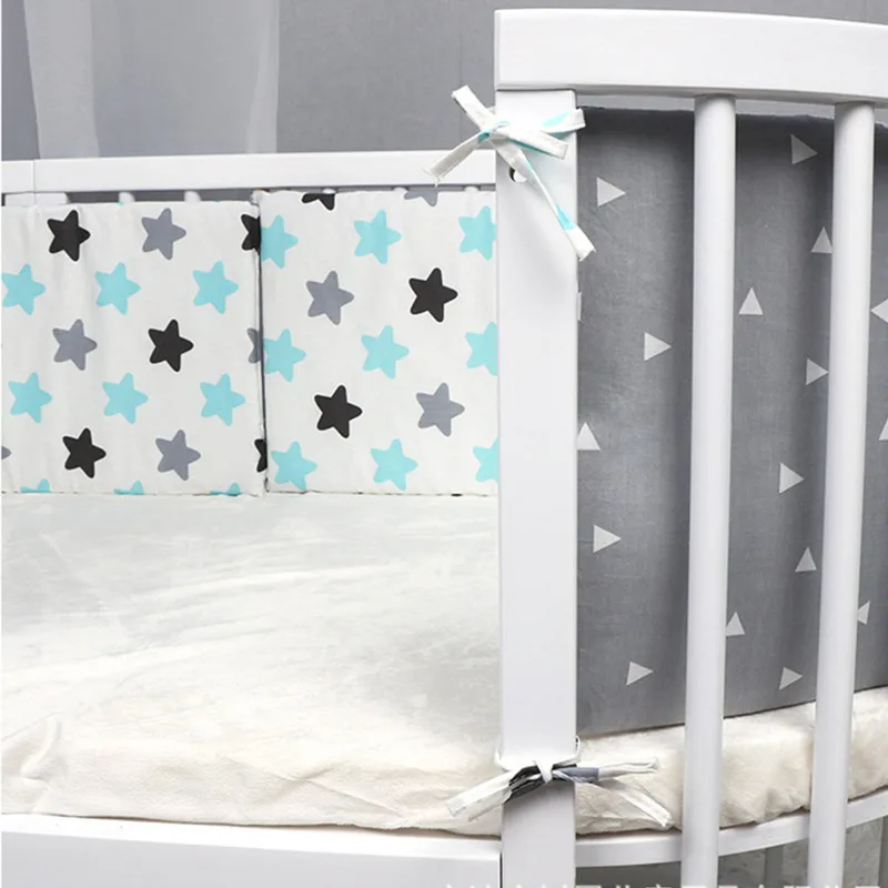 Nordic Sterne Baby Bett Verdicken Stoßstangen Zipper Design einteiliges Krippe Um Kissen Kinderbett Schutz Kissen 200*30 CM – Detail 3