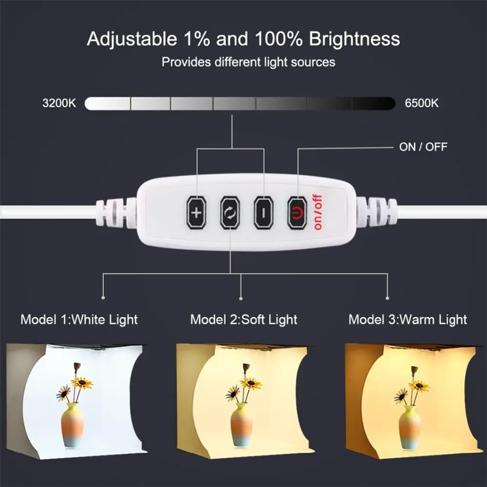 Folding Lightbox 40cm Portable Photography Photo Studio Tent LED Softbox Background Kit USB Mini Light Box For DSLR Camera
