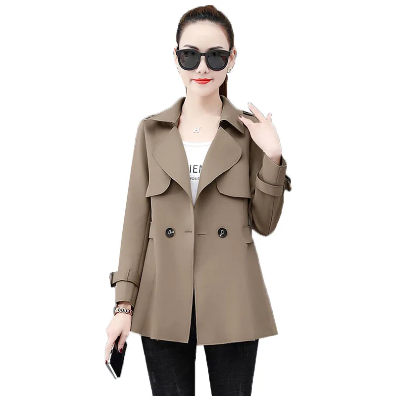 

High-Quality Elegant Women Trench Coat 2023 New Spring Autumn Suit Collar Double Breasted Windbreaker Outerwear Female Coat