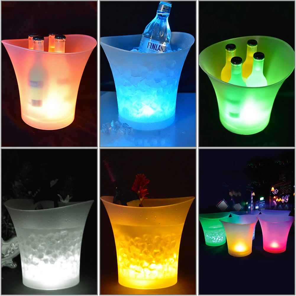 5L RGB 7 Colors LED ice shampain bucket Ice Container Champagne Beer Cup Wine Freeze Bucket For Bar Party Nightclubs