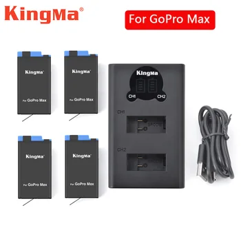 Accessories for GoPro Max Battery Li-ion Rechargeable Battery + LCD Dual Battery Charger for GoPro Hero 8 Max Action Camera