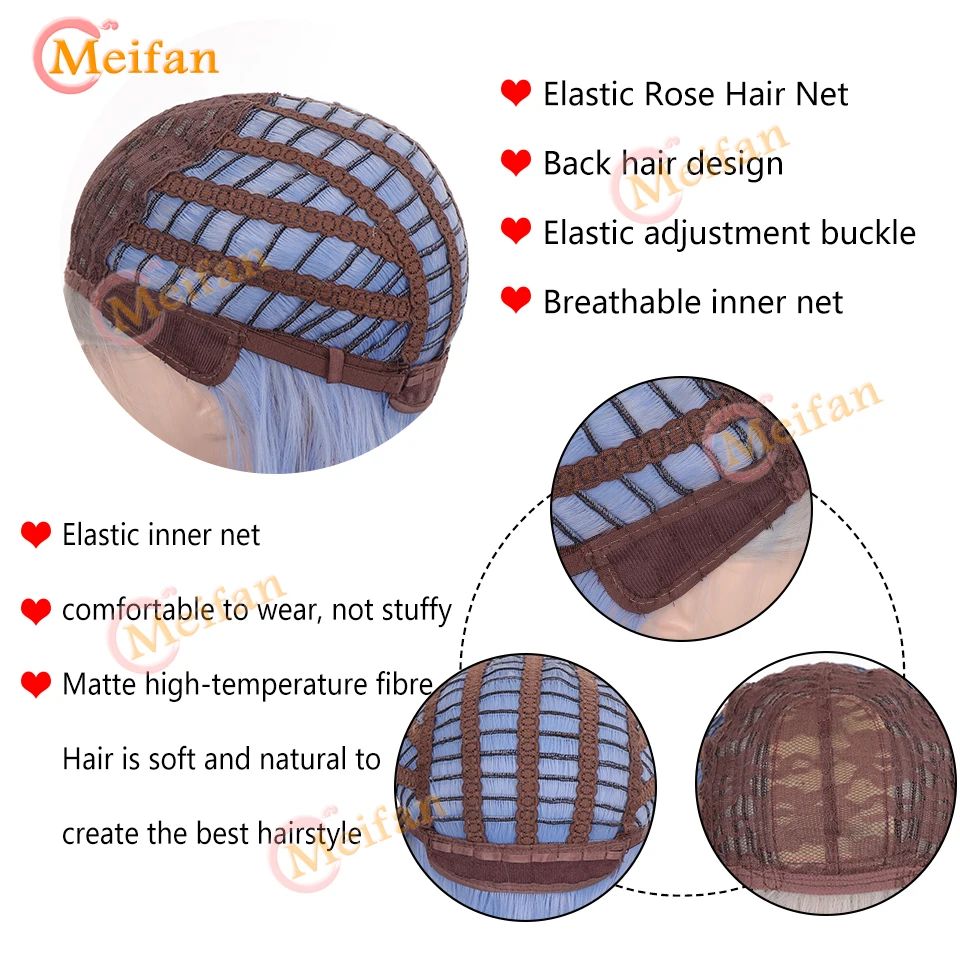 Meifan synthetisch grün schwarz lila mittellange Perücke gerade Lolita Perücken Cosplay Perücken hitze beständiges Haar Anime Party Haar