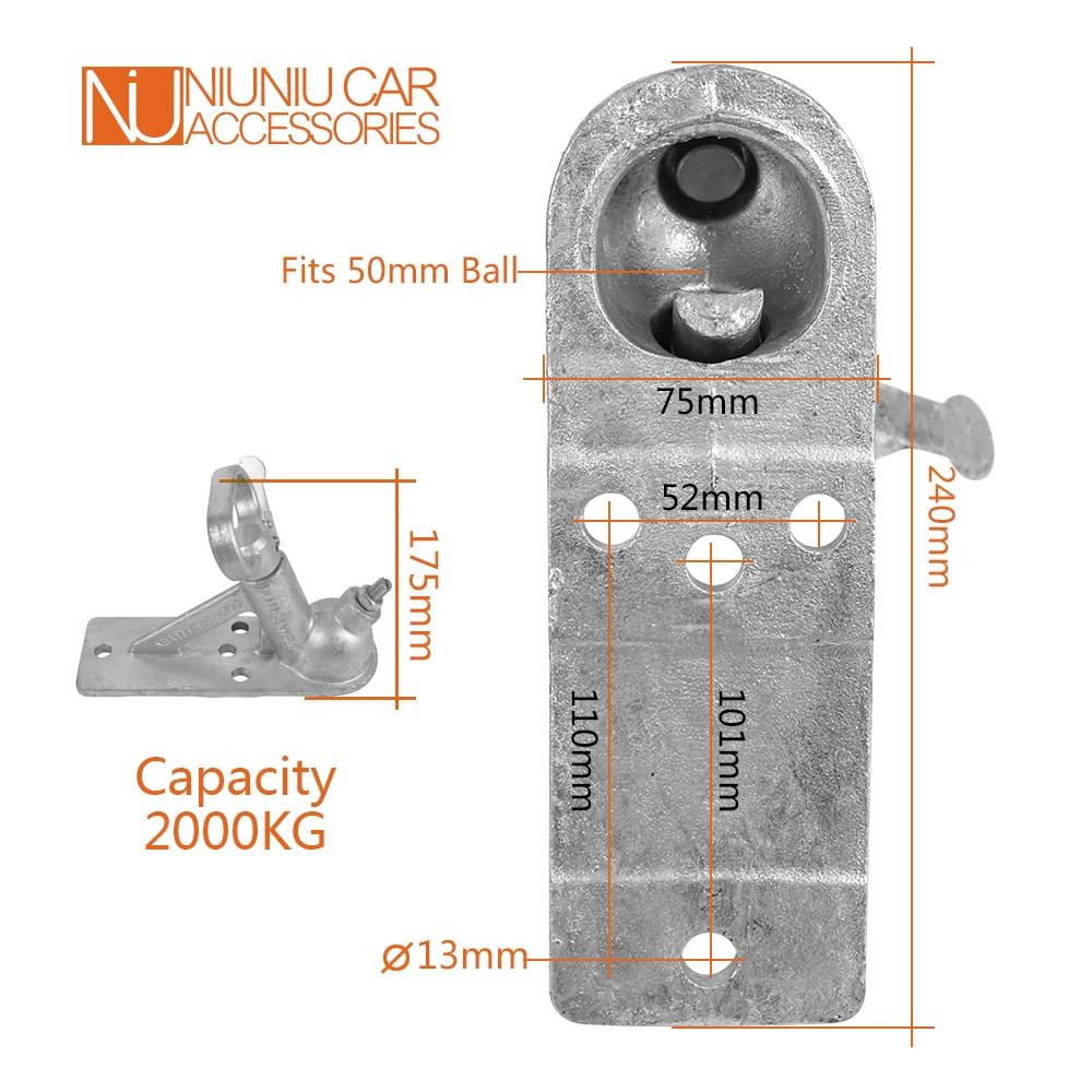 4 Holes Casting Trailer Coupler Coupling AU Style Connector CAP 2000KGS Fits 50mm Hitch Ball RV Camper Caravan Accessories Parts