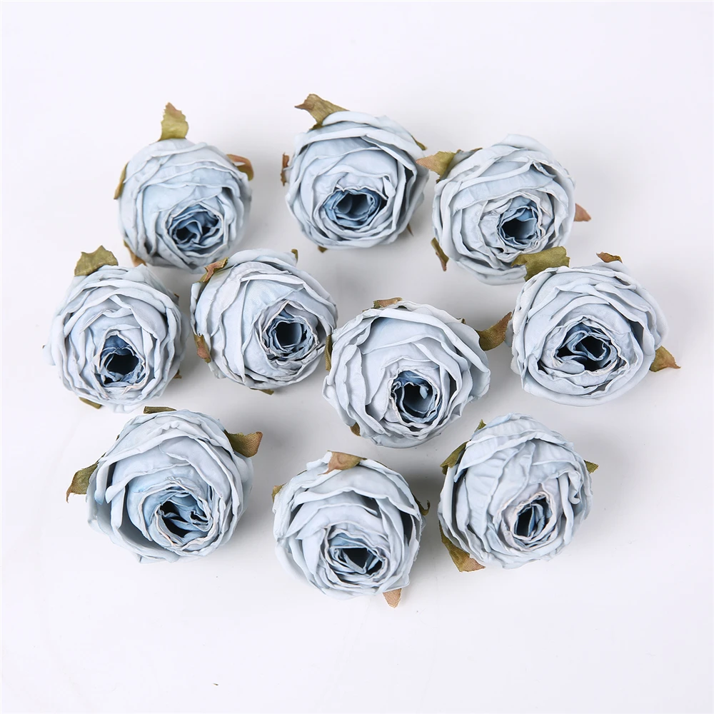 5 قطعة زهرة الحرير الاصطناعي رئيس المحروقة حافة ارتفع ورد صناعي رئيس DIY بها بنفسك زينة الزفاف المنزل الحرف سجل القصاصات اكسسوارات