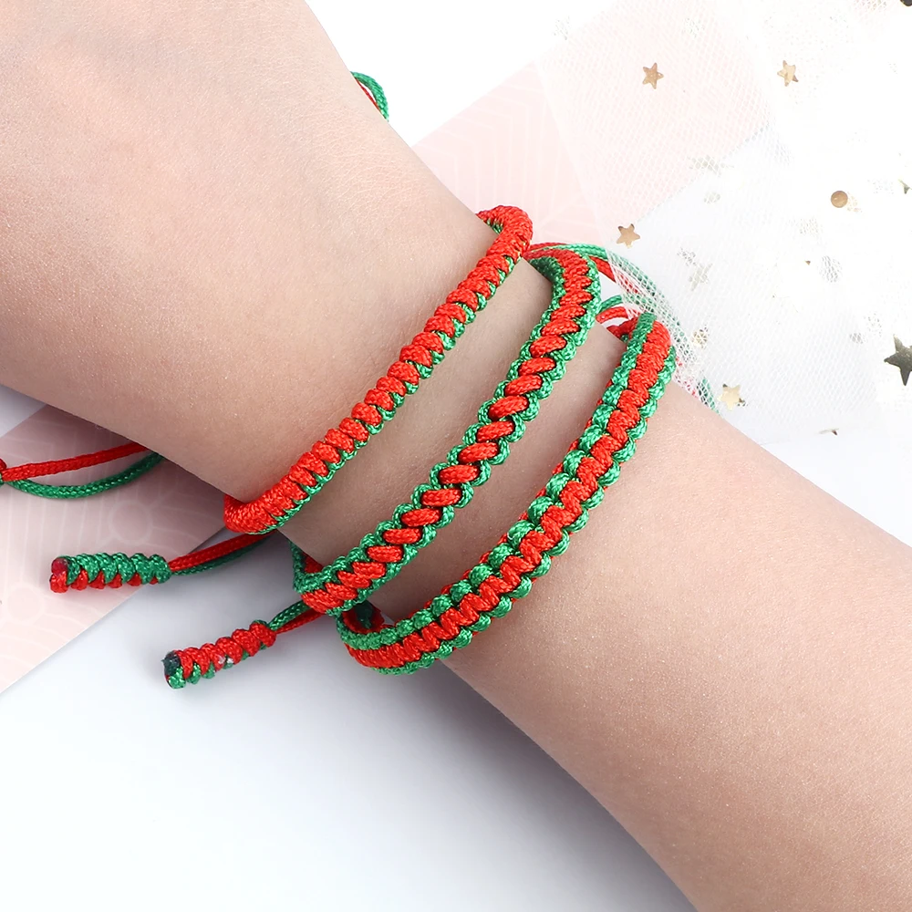 3 stile rosso verde colore intrecciato braccialetto donne di alta qualità polso di natale braccialetti coppia Pulsera amicizia gioielli regalo nuovo