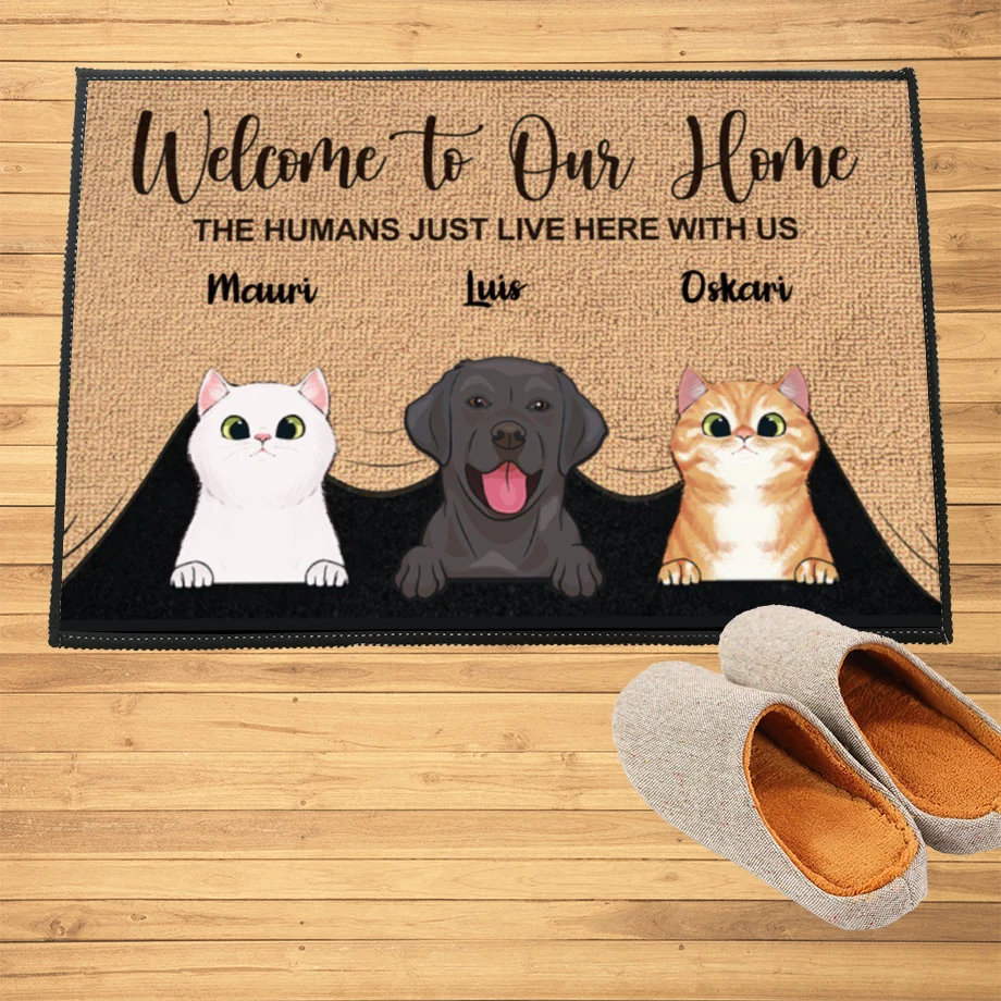 Welcome To Our Home Custom Dog Cat Name Doormat Rug Personalized Floor Mats Carpet All Color All Logo Home Decor Accessory