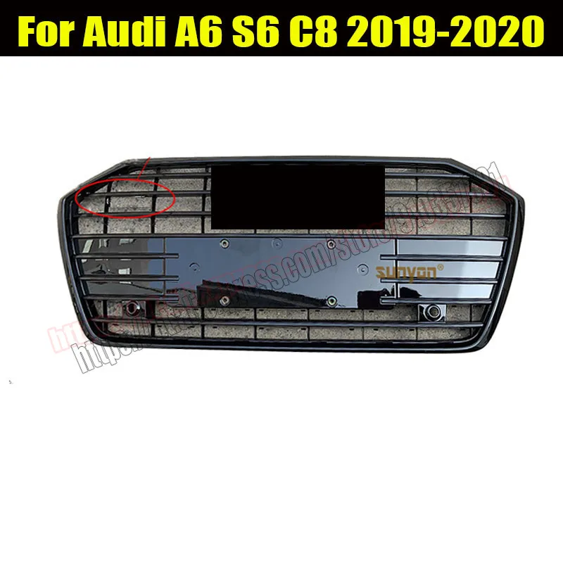 Front Upper black Front Grill Mesh Grill For Audi A6 S6 2019 19 2020 20 2021 21 RS6 Style W/ACC car accessories