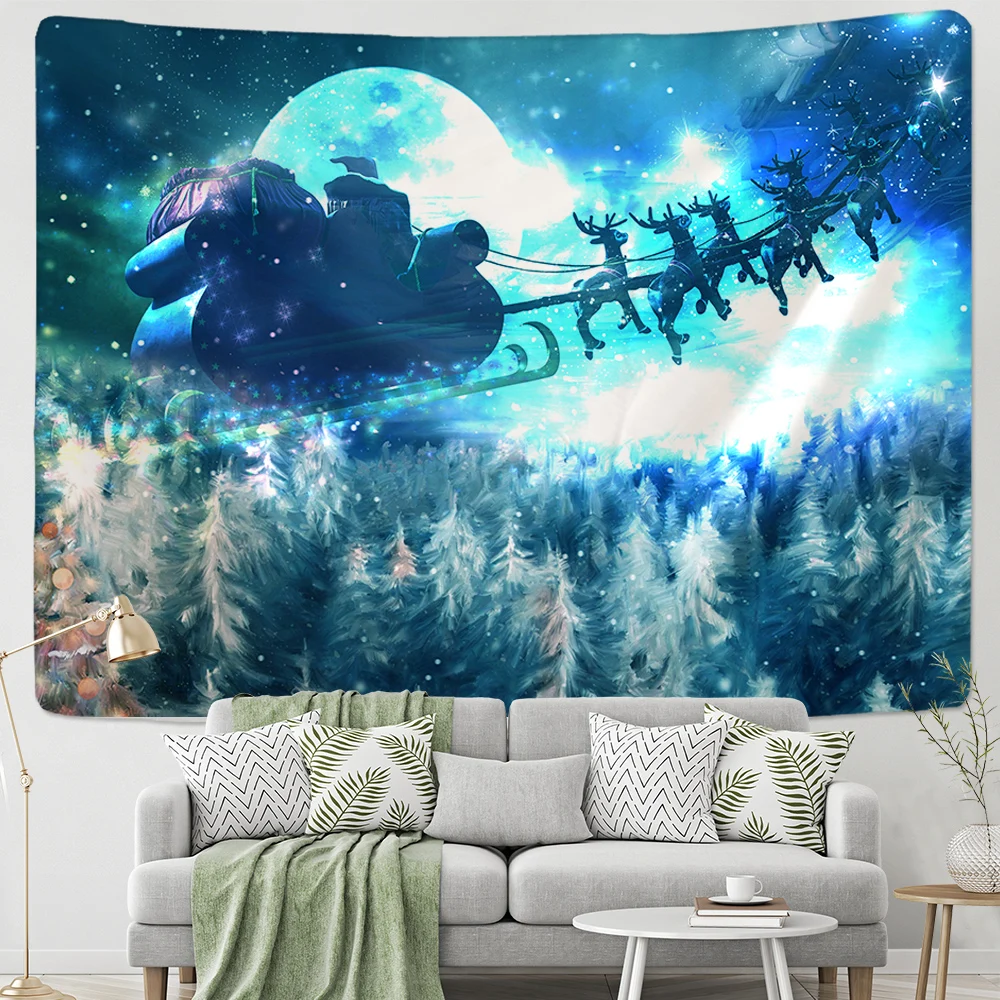 Christmas Reindeer Tapestry Christmas Wall Hanging Throw Blanket Mat Backdrop Home Room Decoration Gift