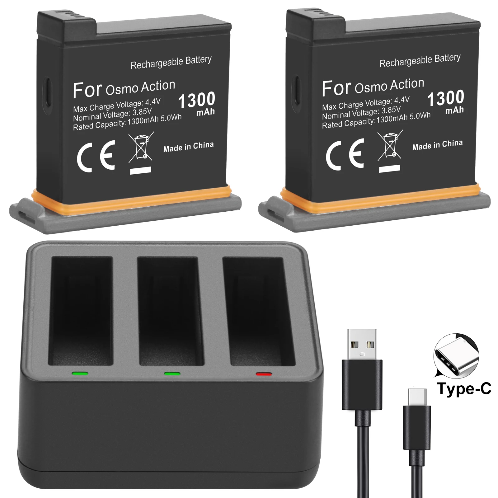 OSMO action battery + 3 port smart fast charger for DJI OSMO sports camera