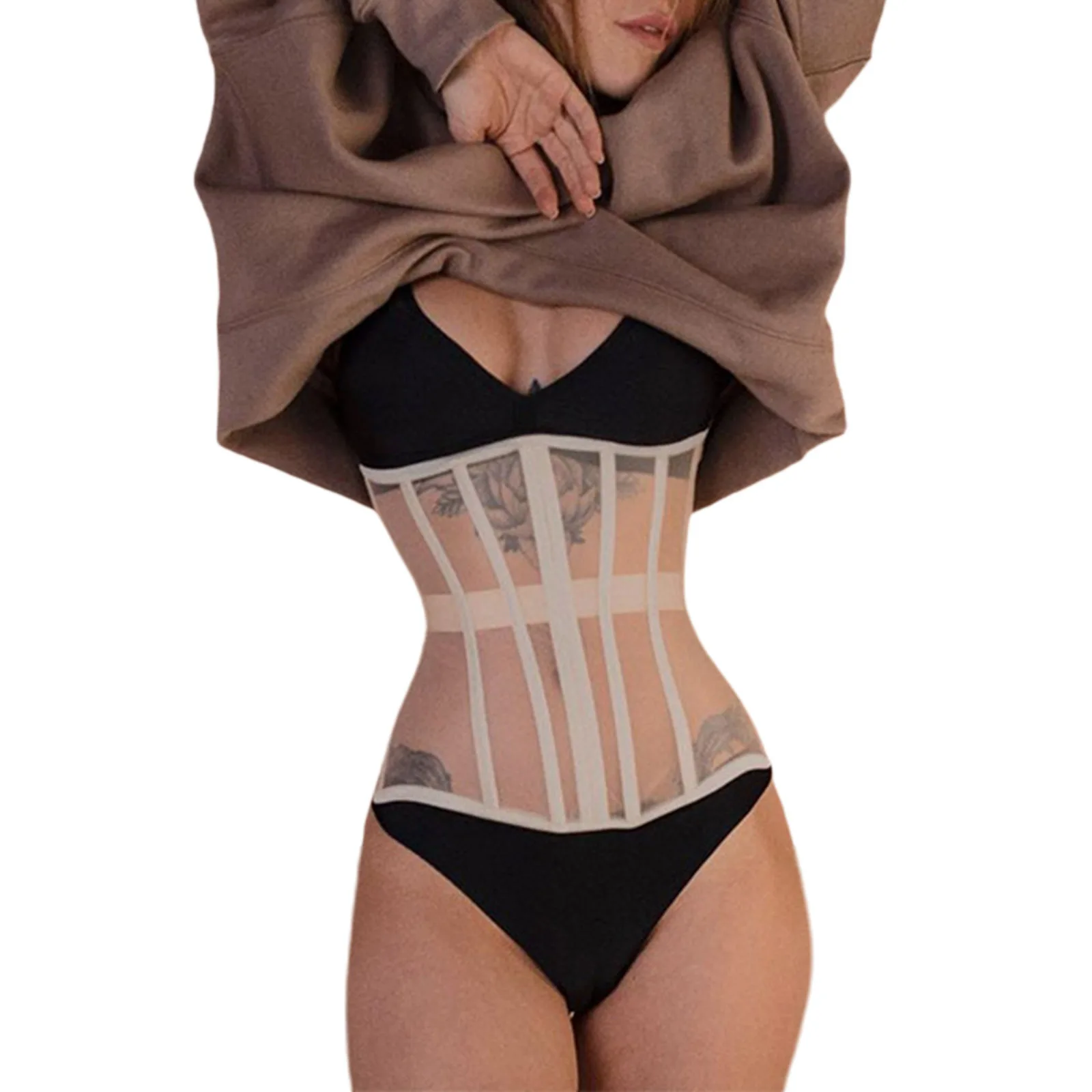 Cinturón de cintura ancha para mujer, corsé de malla, cinturones elásticos, Bodycon, accesorios de ropa