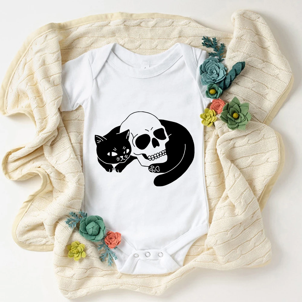 Gothic Harajuku Baby Clothes Summer Ropa De Bebe Niña Loose Short Sleeve Bodysuit Baby Girl Boy Onesie Children's Clothing