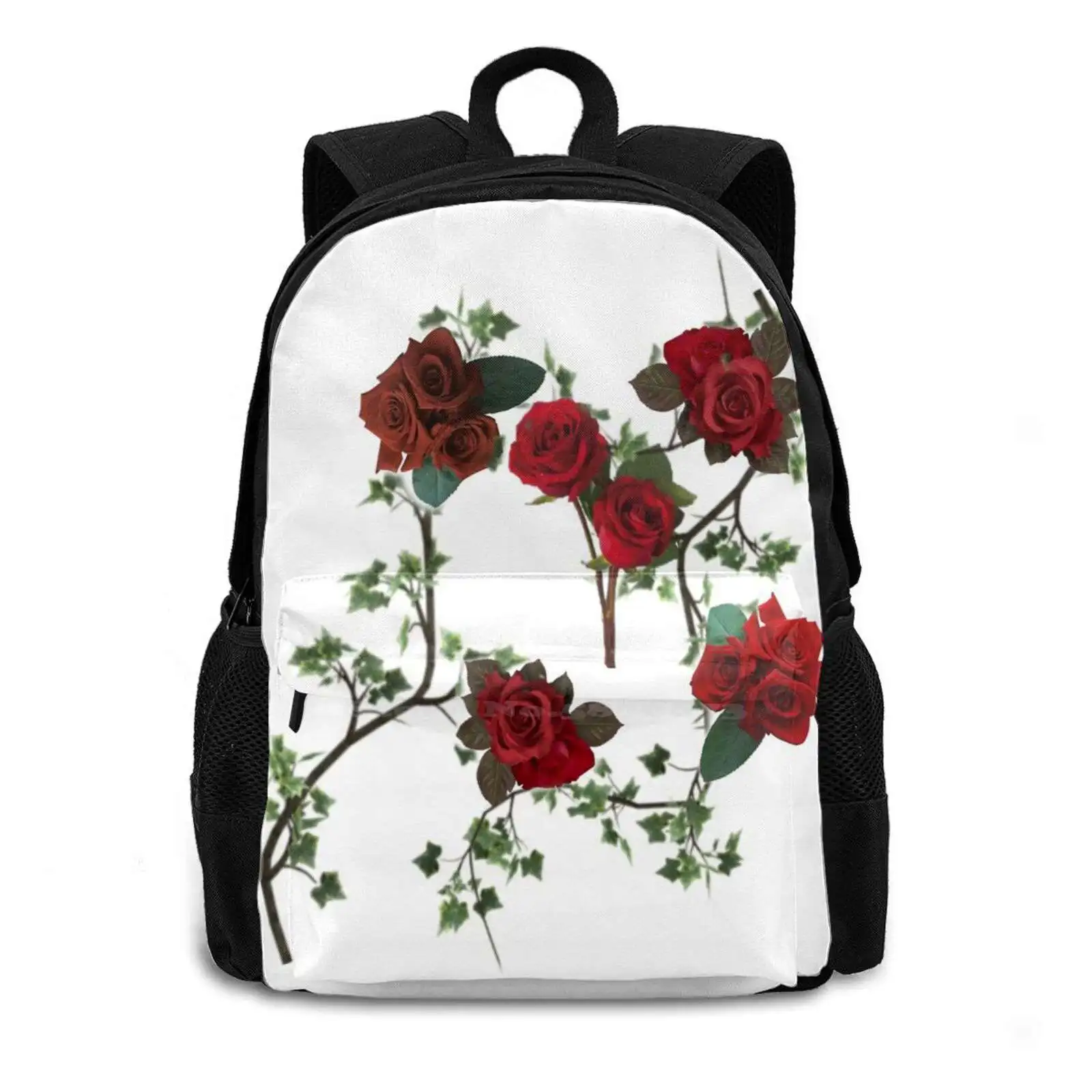 Rose On Vine Large Capacity School Backpack Laptop Travel Bags Rose Roses Vine Vines