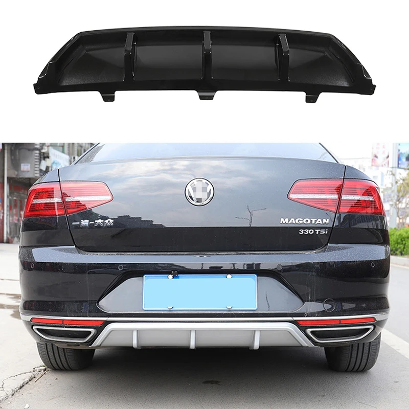 

For Volkswagen Passat B8 2017 2018 2019 ABS Black Sliver Rear Bumper Lip Trunk Spoiler Rear Diffuser Protector Car Styling