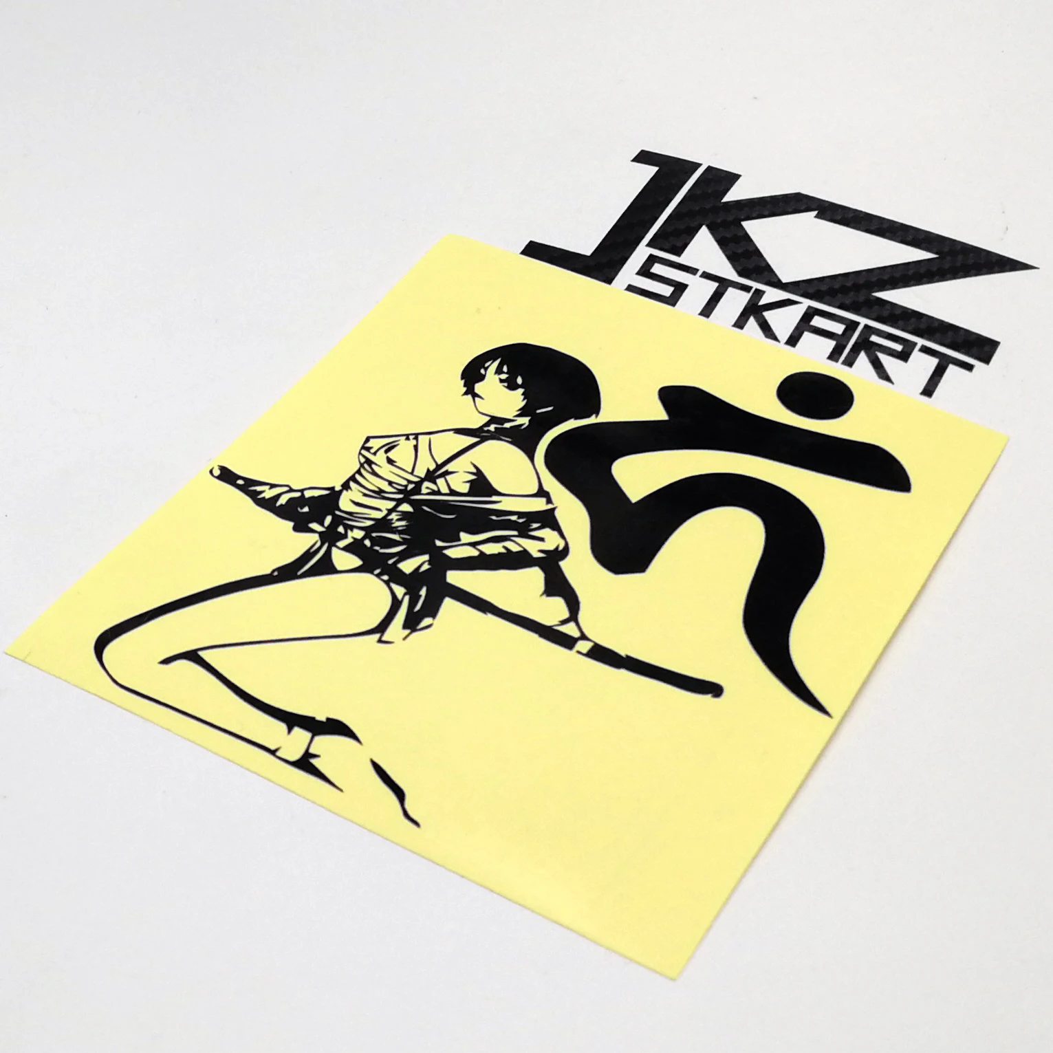 JKZ STKART Vinyl Die Cut Car Truck Door Decal Pretty Japanese Style Sword Girl 350mmX280mm Creative Sticker