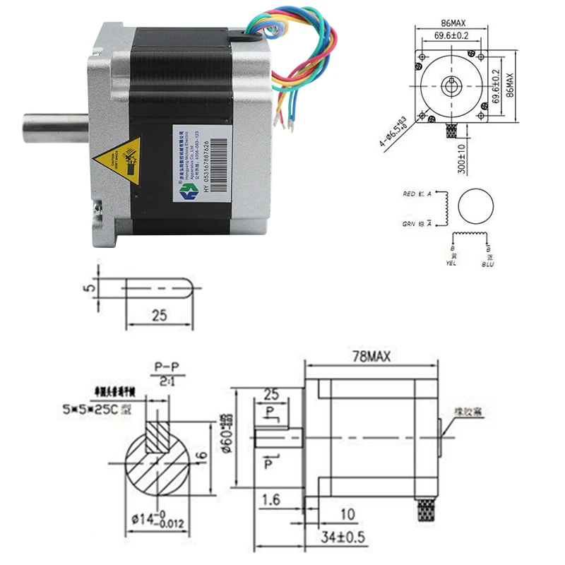 Nema 34 Stepper Motor 78x60 4A 4Nm 12.7mm 14mm Dual-Axis 4-Wire 450A Drive Motor For CNC Woodworking Machine