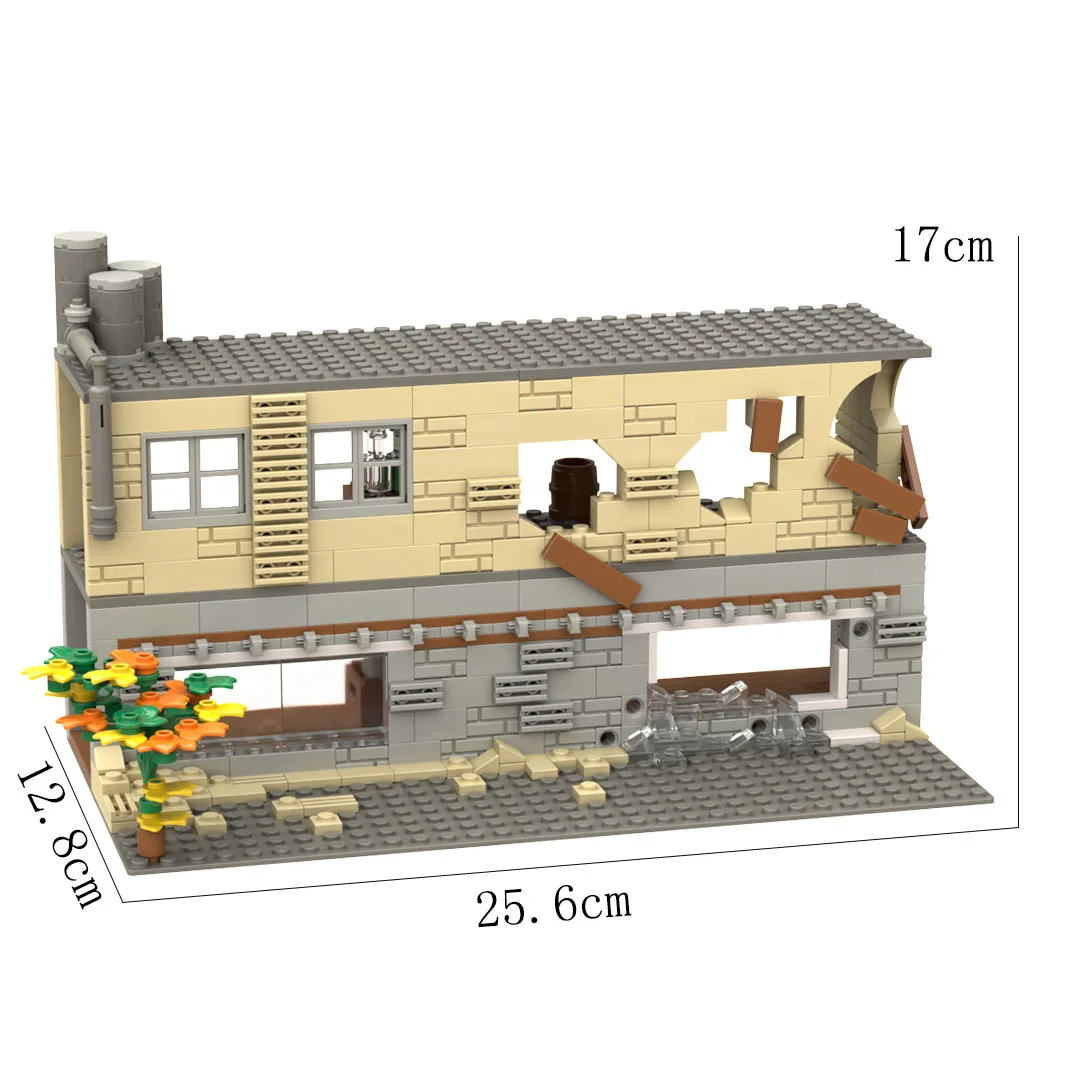 WW2 Dilapidated House Military City Soldiers Mini Action Figures Constructor MOC Architecture Building Bricks Army Blocks Toys