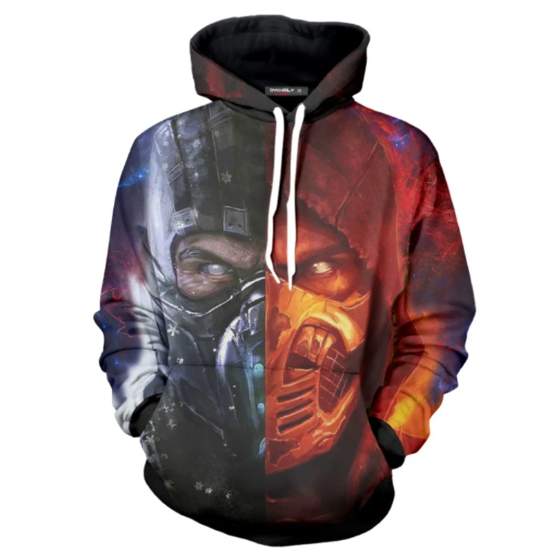 ใหม่3D เกม Mortal Kombat 11 Hoodies Sweatshirt X Sub Zero Scorpion เสื้อ T Anime Cosplay เครื่องแต่งกายชายเสื้อ Hooded top