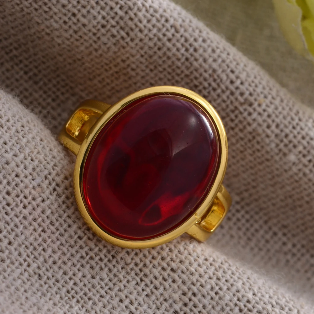 New Arrival Trendy Yellow Gold Color Red Agate Stone Ladies Ring Original Jewelry For Women Birthday Gifts Never Fade