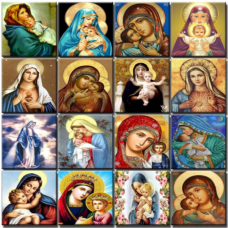 Painting By Numbers Virgin Mary Diy Wall Decor HandPainted Oil Coloring Acrylic Paint By Number Adult Kit Picture Home Decor Art