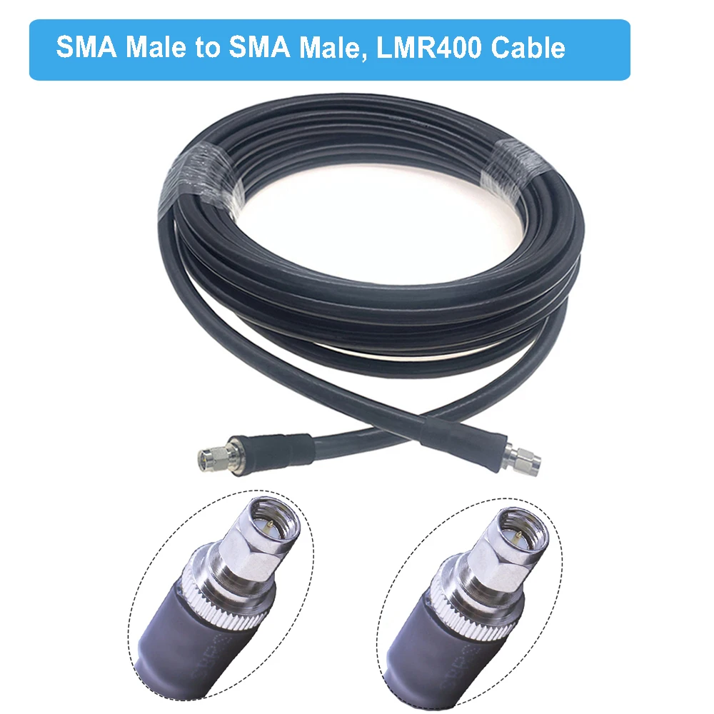 SMA Male to SMA Male Plug LMR400 Cable Low Loss 50-7 RF Coaxial 50 Ohm Pigtail WIFI Antenna Extension Signal Booster Jumper