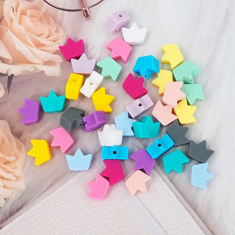 

Chenkai 100PCS Silicone Little Crown Beads DIY Teether Baby Cartoon Teething For Newborn Necklace Accessories