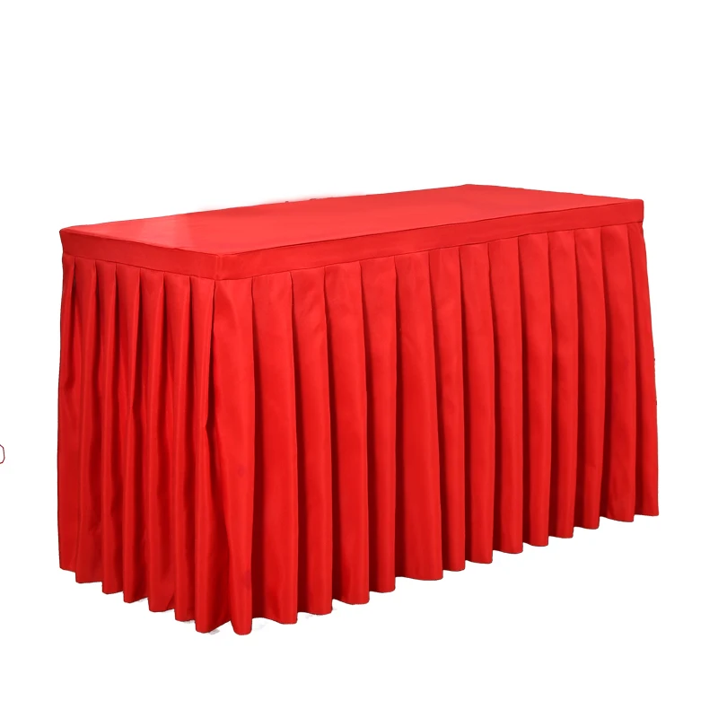 Customized Conference Rectangular Polyester Tablecloth, Red Table Cover for Office And Sign-in Activity