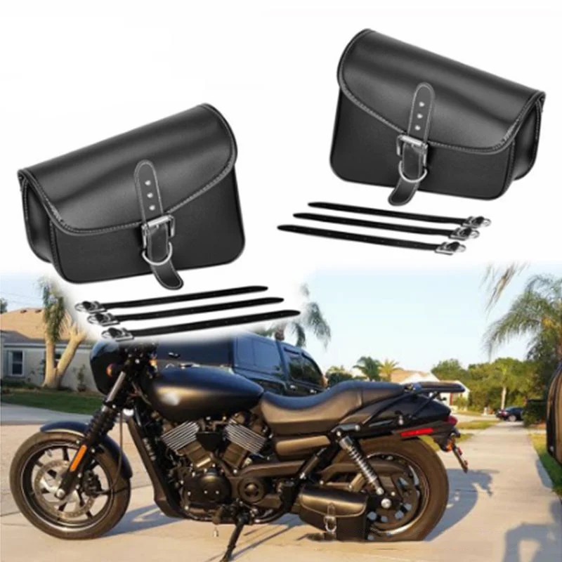 

Motorcycle Swingarm Bag Side Tool Bagswith Waterproof PU Leather Metal Buckle Black Swing Arm Bag For Sportster Harley