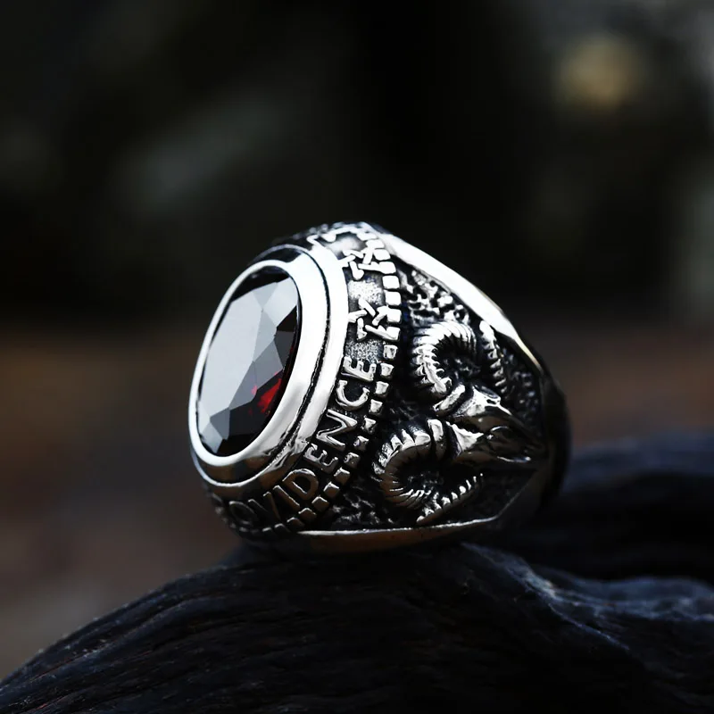 Beier New Store 316L Titanium Steel Viking Sheep Blue Black Red Zircon Stone Retro Totem  Fashion Jewelry LLBR8-334R