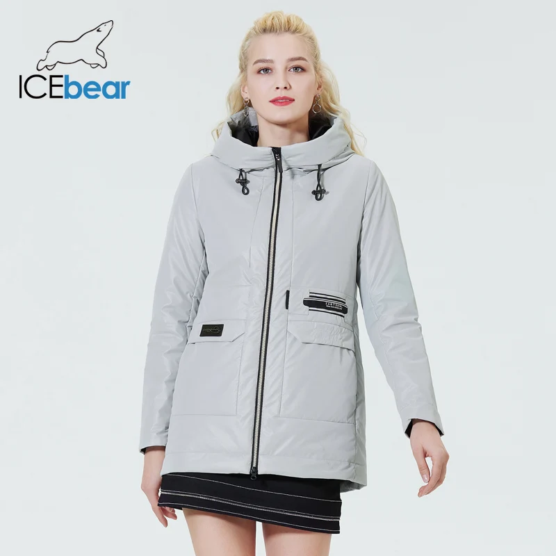 ICEbear 2023 New Actress Women\'s Clothing Fashion Hooded Jacket Windproof Warm Spring Coat GWC22088I