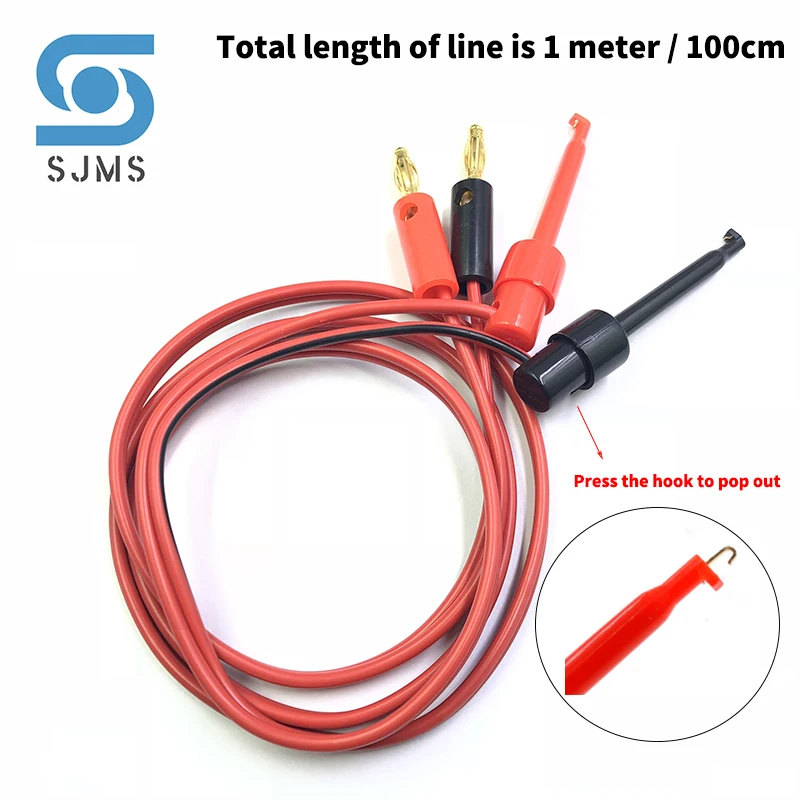 5 Pair Multimeter Tools 4mm Gold Plated Banana Plug to Test Hook Clip Lead Cable 1M (3.3Ft) Test Line Cable Equipment Connector