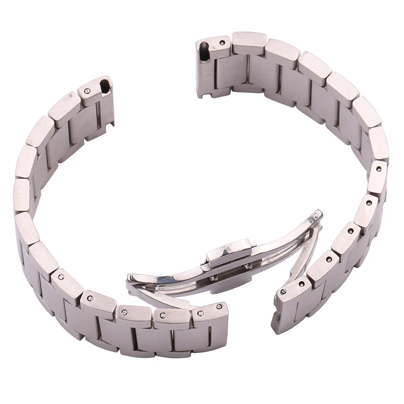 Stainless Steel Watch Band Bracelet 18mm 20mm 22mm Silver Solid Metal Watchband Straight End Strap Accessories
