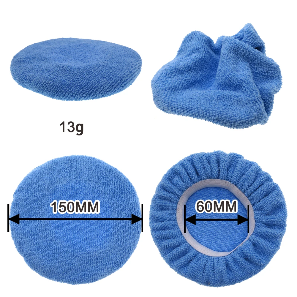 5Packs Car Polisher Pad Bonnet 5 to 6 inch Buffer Bonnets Soft Microfiber Polisher Pad Cover Waxing Applicator Bonnet