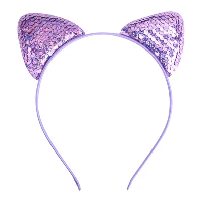 New children\'s cross-border cartoon sweet headband clamshell fish scale sequin cat ear jewelry headband