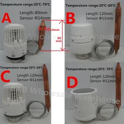 Válvula termostática de radiador m30 * 1.5, cabeça com sensor de temperatura remoto sem fio para válvula do radiador/controle de aquecimento de piso