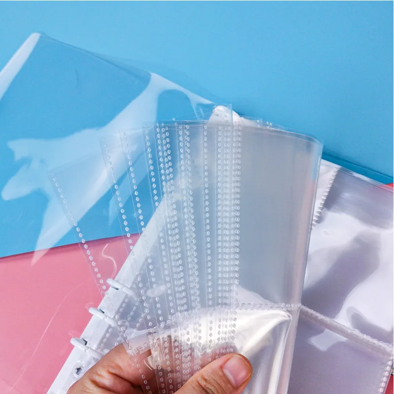 10Pcs A5 Transparent File Holder Notebook 6 Hole Loose Leaf DIY Document Bag Binder Rings PVC Storage Binding Folder