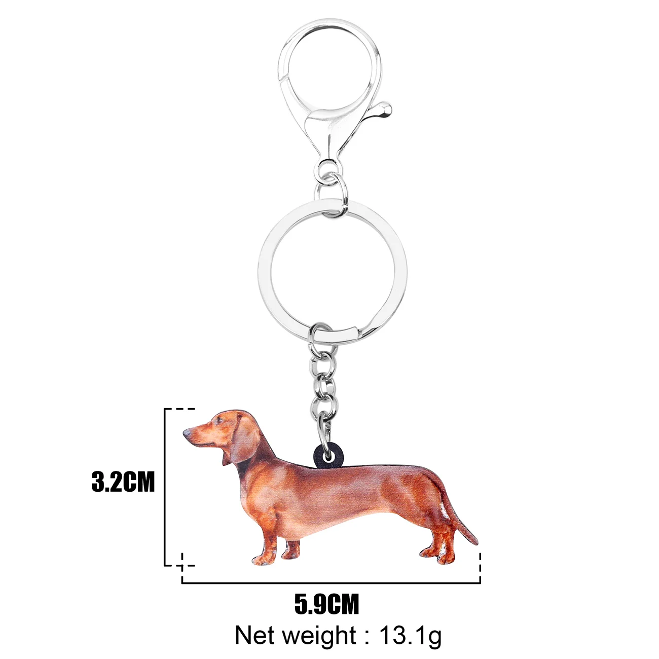 Bonsny Acrylic Standing Dachshund Dog Keychains Key Rings Anime Pet Jewelry Women Teens Girls Decorations Charms Gift Accessory