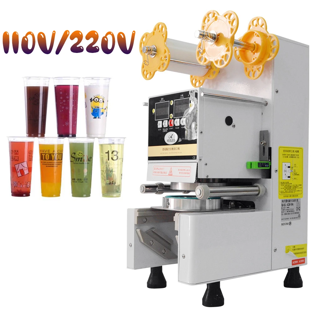 Commercial Sealer 220/110V Fully Automatic Soy Milk Drink Milk Tea Shop Paper Plastic Cup Universal Equipment 88/90/95MM Caliber