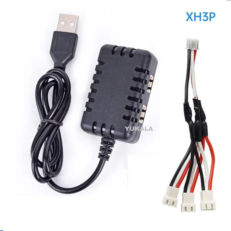 2 IN 1 7.4V 1000Mah*2 XH-3P Quick USB Charger for Wltoys 144001 124019 124018 XK K130 12428 12401 12402 K989 K969 RC Car parts