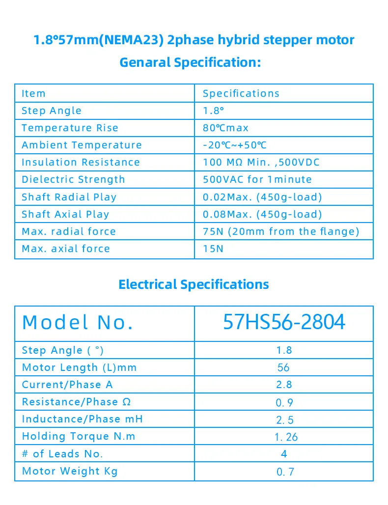 Jkongmotor NEMA23 Schrittmotor 57x56mm D = 8mm/6,35mm 4wires 2,8 EIN Schrittmotor für CNC Gravur Fräsen Maschine 3D Drucker – Detail 1