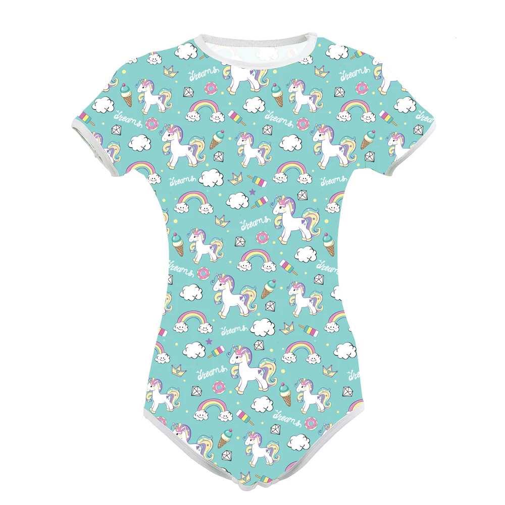 Adult Baby Diaper Lover(ABDL) Snap Crotch Little Unicorn Onesie Romper