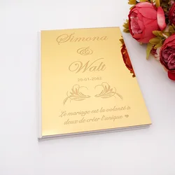 Acrylic Mirror Personalized Elegant Wedding Signature Guest Book Carve Couple Name&Date Custom Wedding Gifts