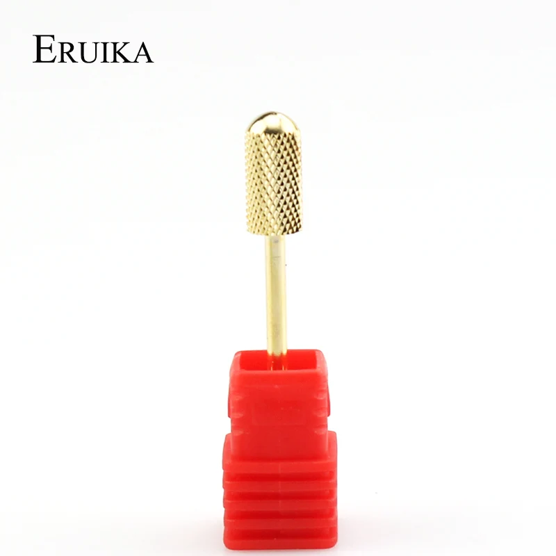 ERUIKA 1pc Ronde Top Carbide Nail Boren Elektrische Manicure Bit Machine Frees Roterende Goud Burr Nail Art Accessoires