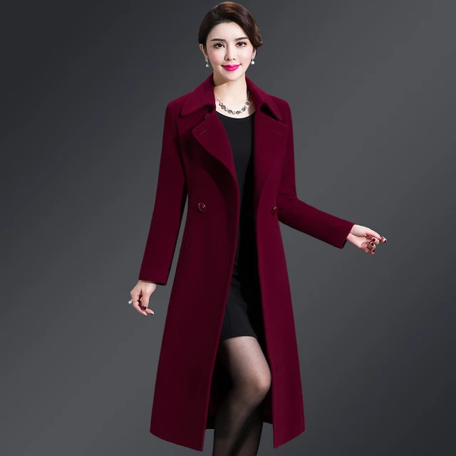 Women Woolen Coat 2019 Autumn Winter Plus Size 5xl Elegant Long Coat Female Jacket Wool Blends Coat High Quality Abrigos Mujer Wool Blends AliExpress