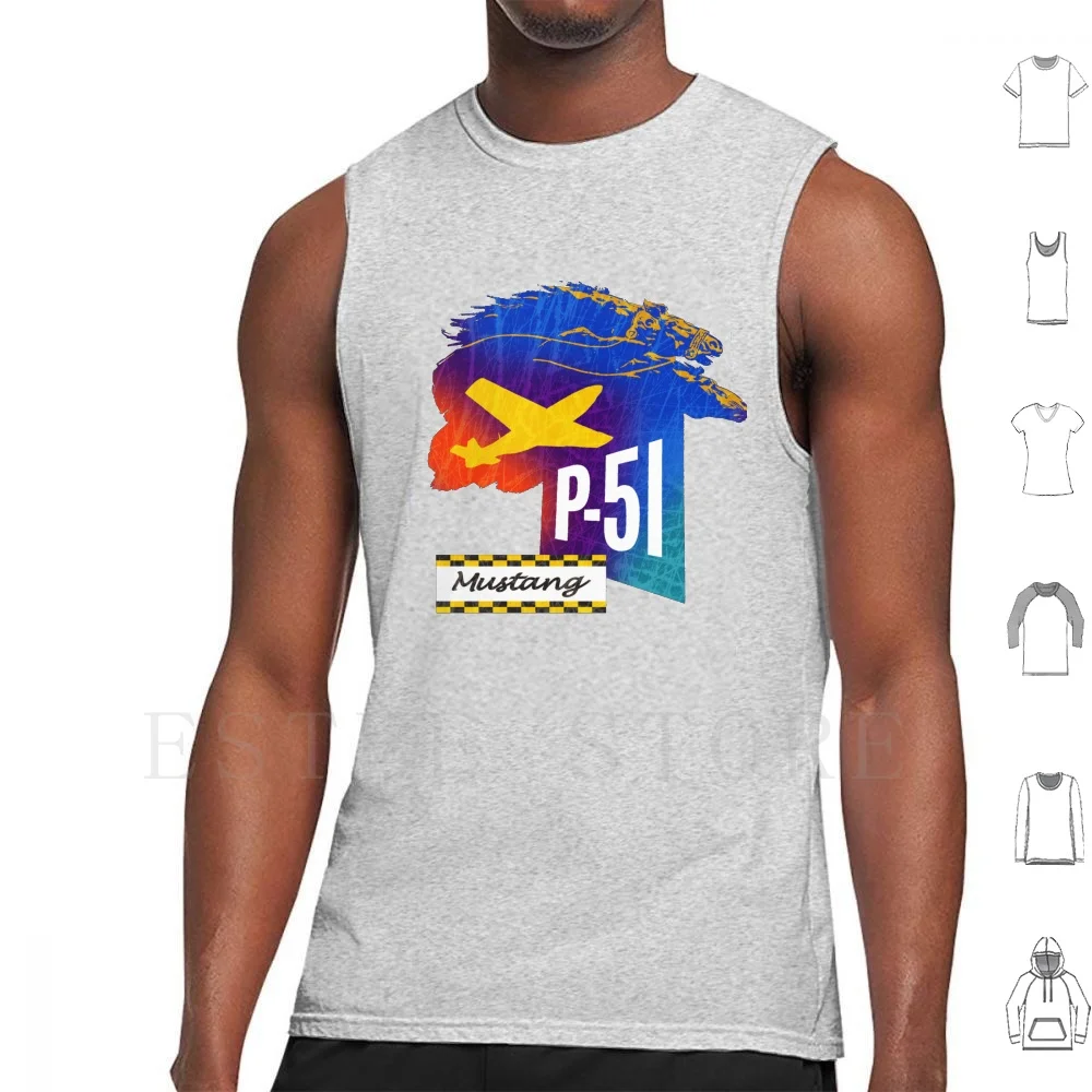 P51 Fighter Usa Tank Tops Vest Sleeveless P51 Fighter Usa Pilot Ww2 Airforce Squadron Spitfire Merlin